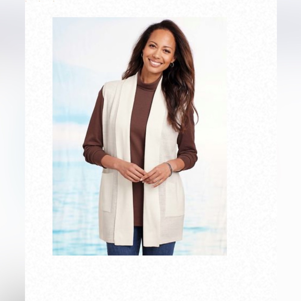 Women's Cream Cardigan Sweater Vest